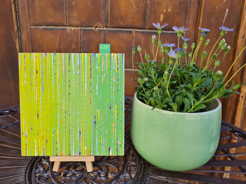Coloured lines 13 2025, 15x15,  Spray-Lack auf Holz, € 89